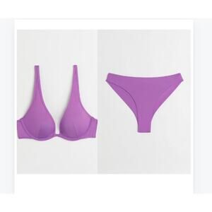 H&M Purple Bikini Set – 36B Top & Size 6 Brazilian Bottom Brand New Without Tags